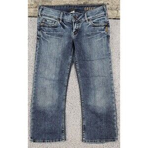 Y2K Silver Jeans Sasha Capri Women 29 Low Rise Denim Whiskered Medium Wash Indie